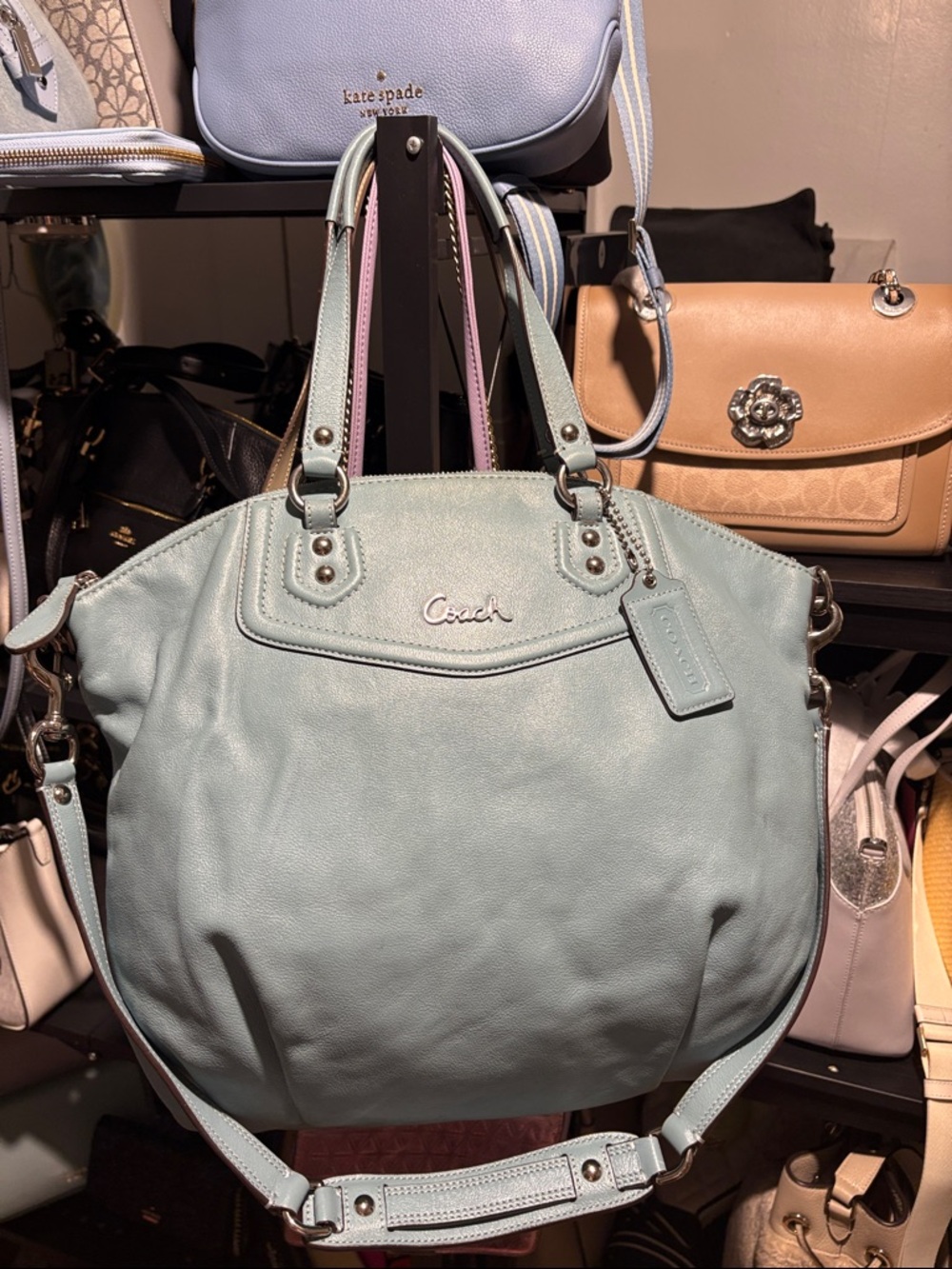 Coach Aqua/Tiffany Blue Ashley 2 Way Tote
